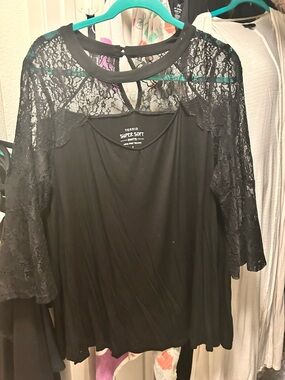 torrid Black Lace Yoke Blouse